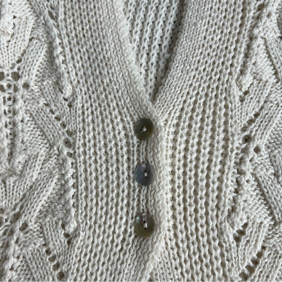 Jonathan Simkhai Cream/Brown, Wool/Alpaca Blend Knit Fringed Cardigan, Size XS - Picture 3 of 13